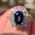 Vintage 18k White Gold Sapphire Diamond Ring - US 6