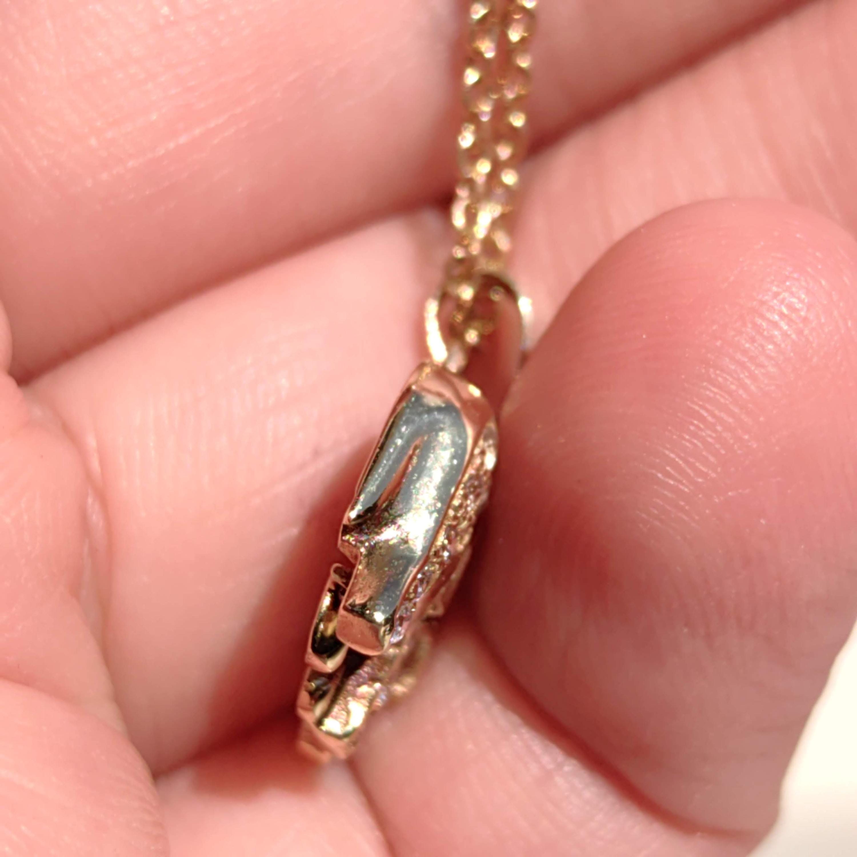Vintage 14k Yellow Gold Elephant Pendant with Cubic Zirconia