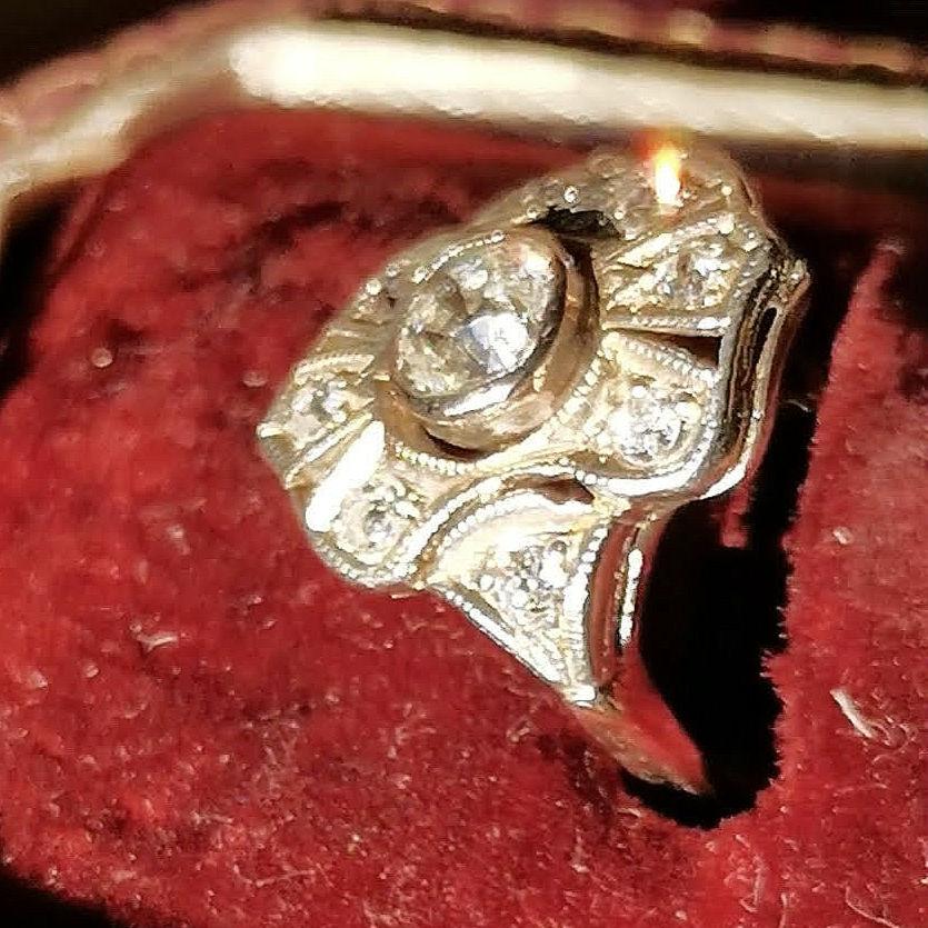 RESERVED!!! Art Deco Diamond Gold Ring from the 1920s