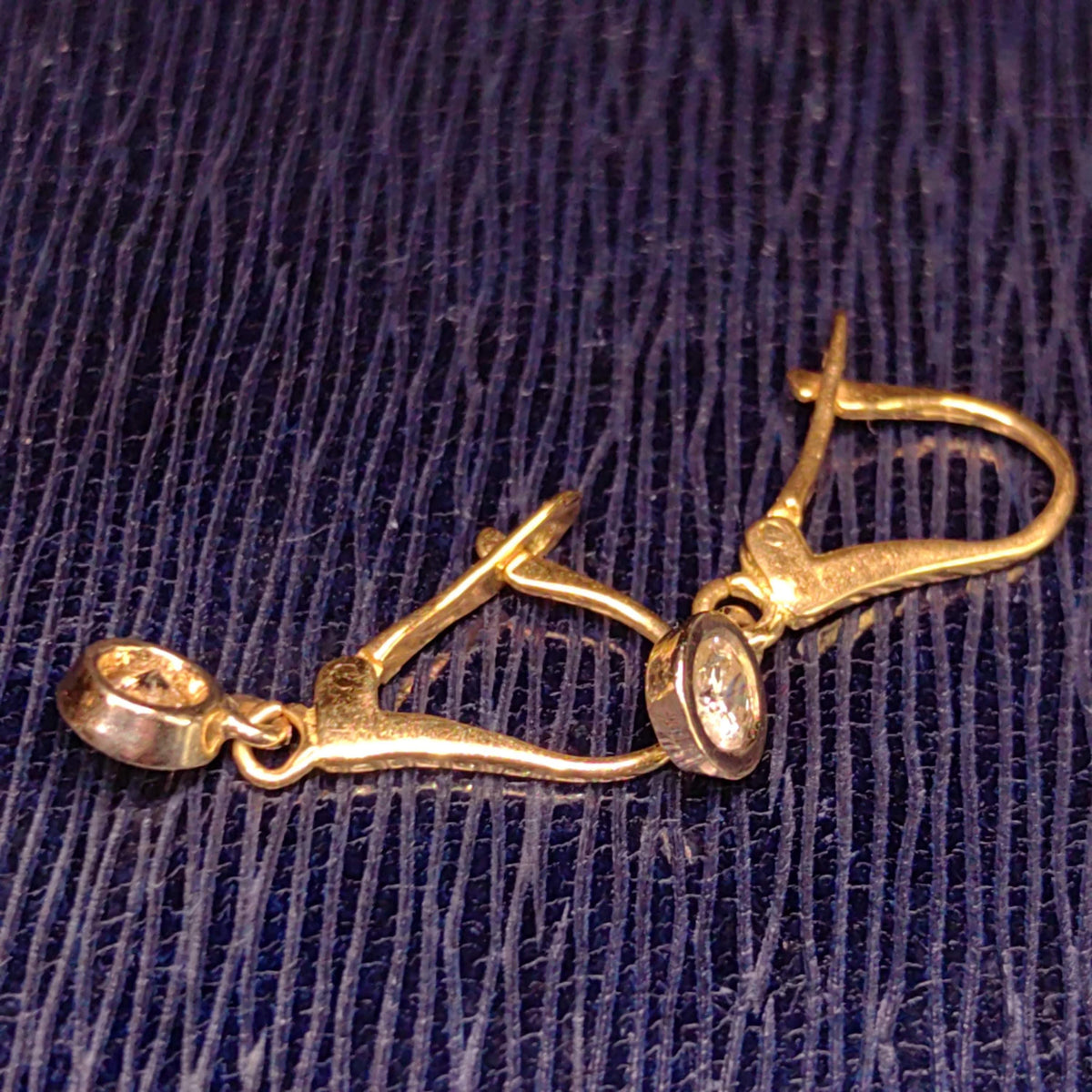 Original Solitaire Dangle Bezel setting Diamonds Solid Hallmarked 18k Gold Antique Sleepers Dormouse Earrings Gift for Her