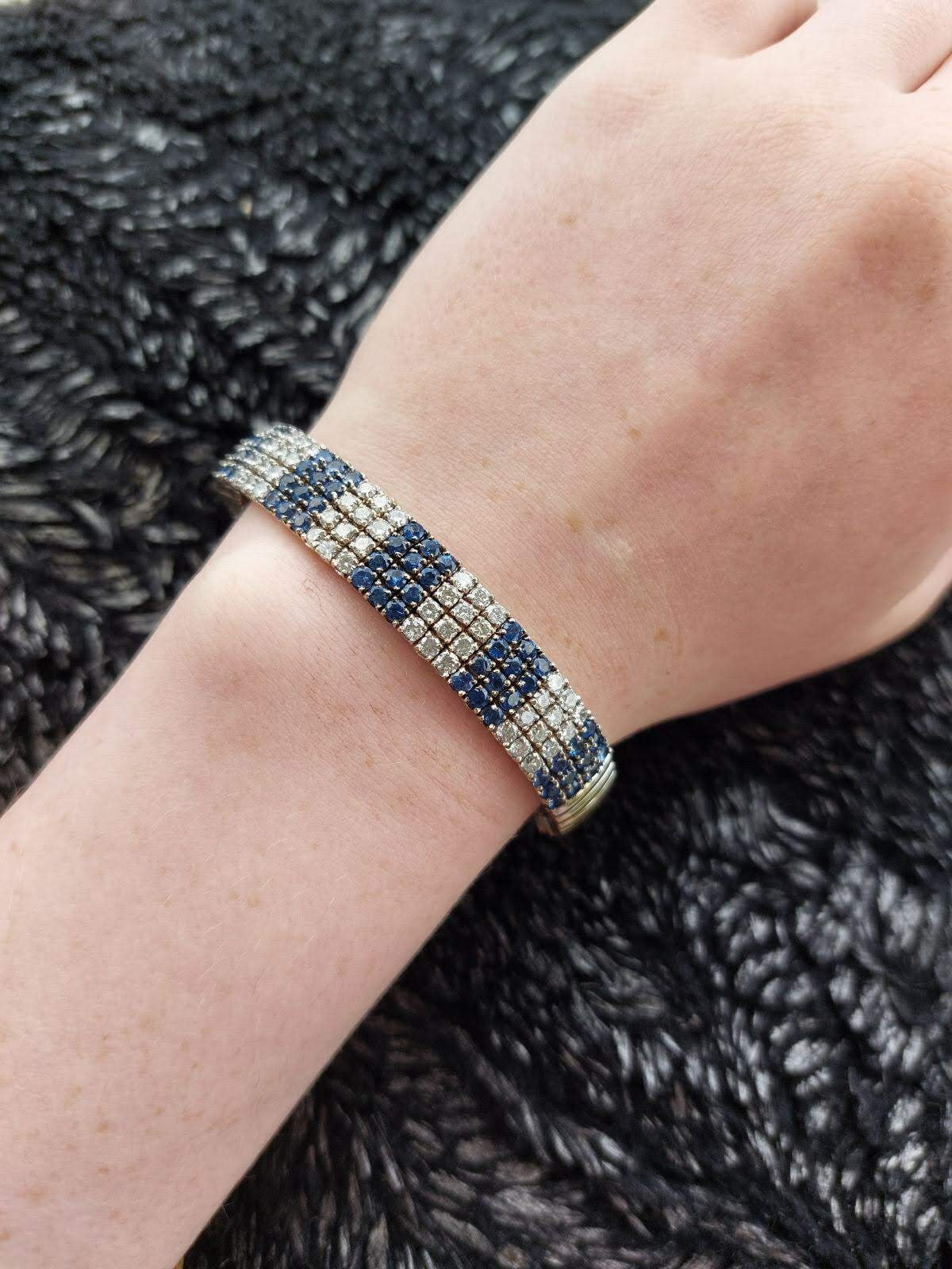 Modern Sapphire and Diamond Platinum bracelet