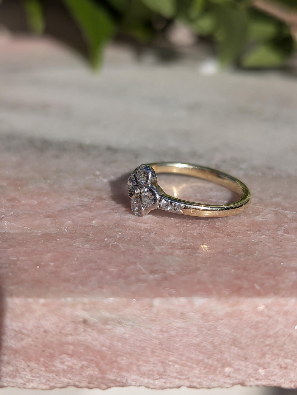 Art Deco 1920s Old European Diamond Engagement Ring 14k Yellow Gold Hungarian Hallmarked Antique Fine Jewelry Gift for Her