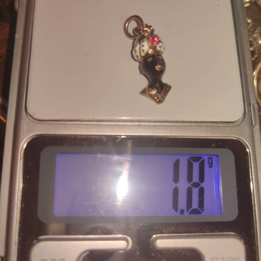 Antique Moor Ruby Moretti Vintage Solid 14k Gold charm White and Black Fire Enamel Gold Charm, 1900s Austrian Hungarian Monarchy Gift