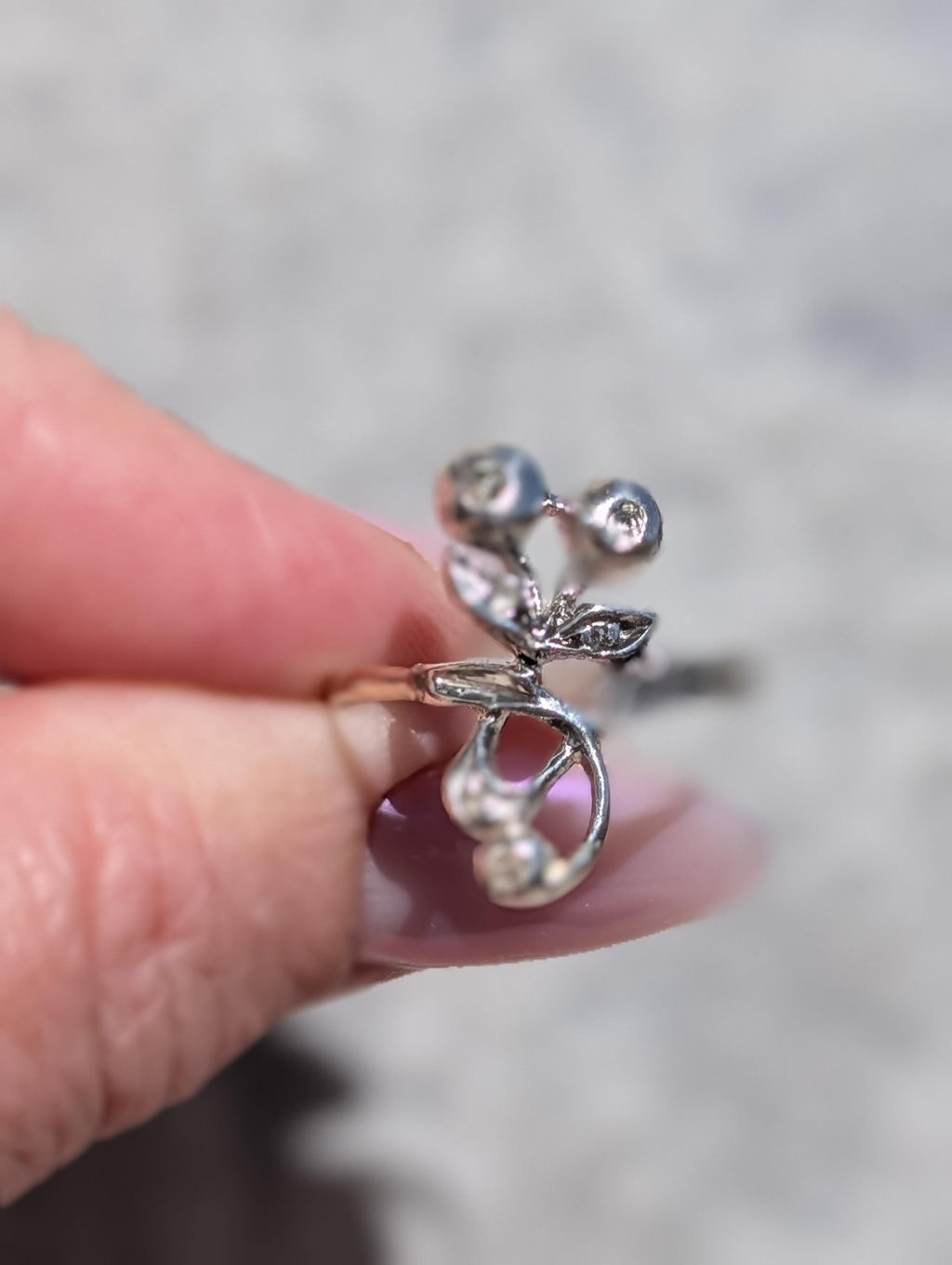 Antique Art Nouveau Diamond Ring 14k Yellow Gold Silver, 1900s Floral Openwork Rose Diamond Engagement Ring, Size 10