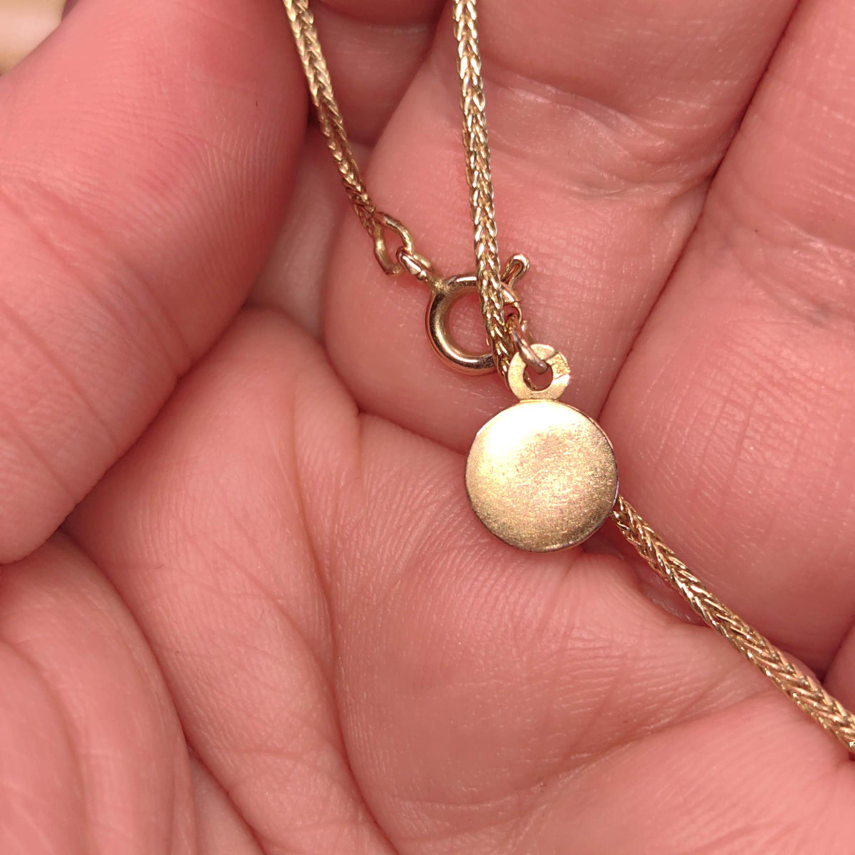 1900s Art Nouveau 14k Solid Yellow Rose Gold Handmade Chain Bracelet with Madonna Virgin Mary Christian Catholic Antique Vintage Charm