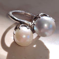 Antique Platinum Two-Tone Pearl Cocktail Ring - Size 5.5
