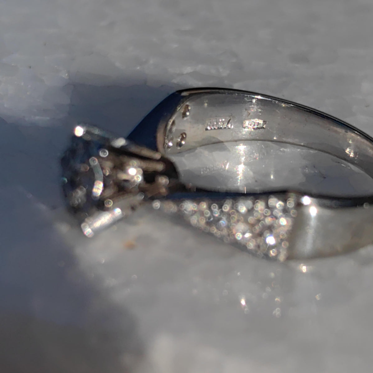 Vintage Diamond Cluster Ring: 14k White Gold Engagement Ring, Size 6.5