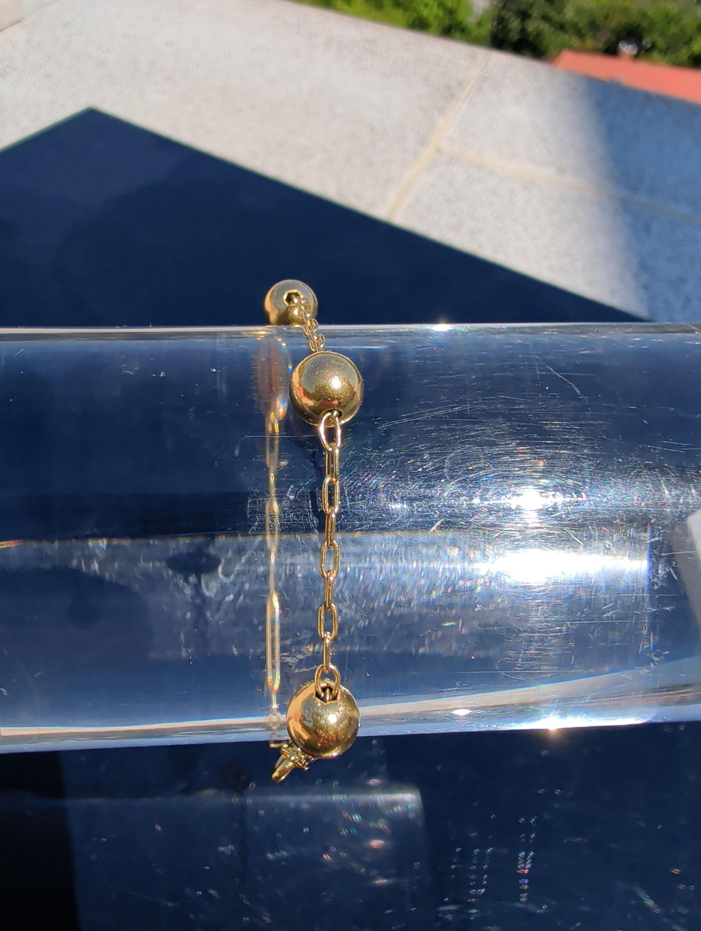 18k Solid Yellow Gold Link Ball Chain Bracelet, Hallmarked Handmade beads bracelet, Vintage Antique Style Unisex Gift Bracelet, 20cm, 3 gr