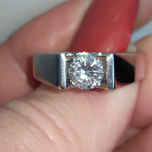 0.8 ct. Diamond Solitaire Hallmarked 18k 750 Solid White Gold Statement Unisex Ring for Men, Big Diamond Wedding Engagement Ring Gift