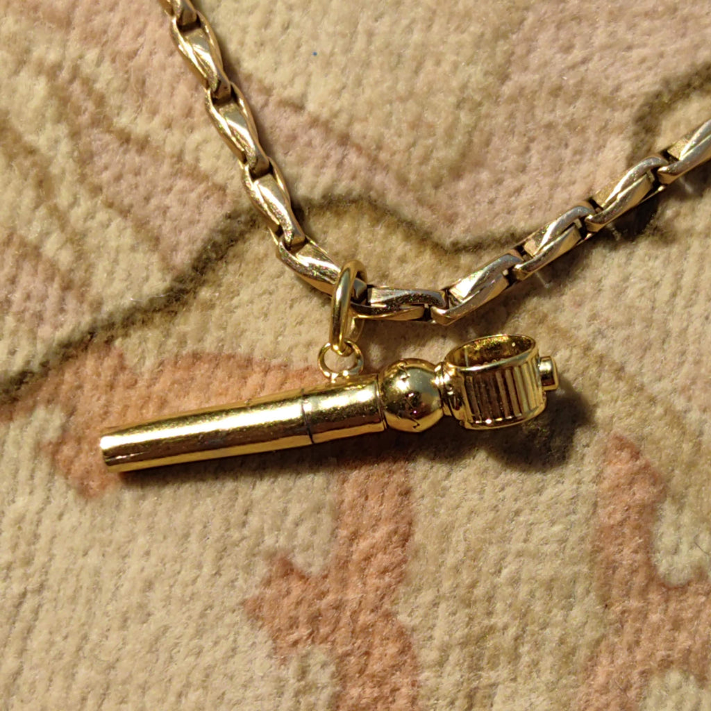 Antique 18k Gold Pocket Watch Key Pendant: Handcrafted Fob Charm