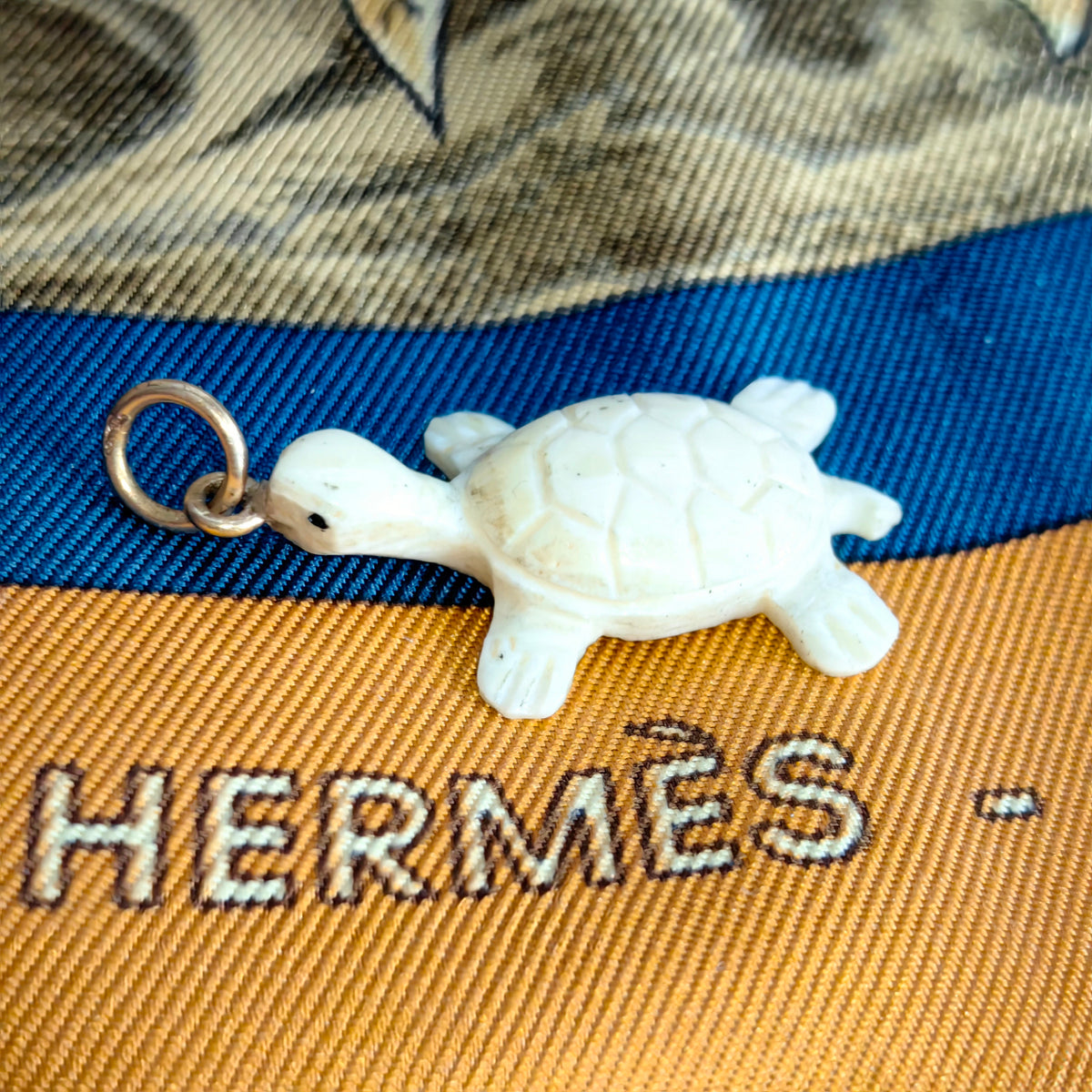 Vintage 1960s Bone and Solid Hallmarked 14k Yellow Gold Tortoise Turtle Ocean Sea Nature Necklace Pendant Bracelet Charm Gift for Her