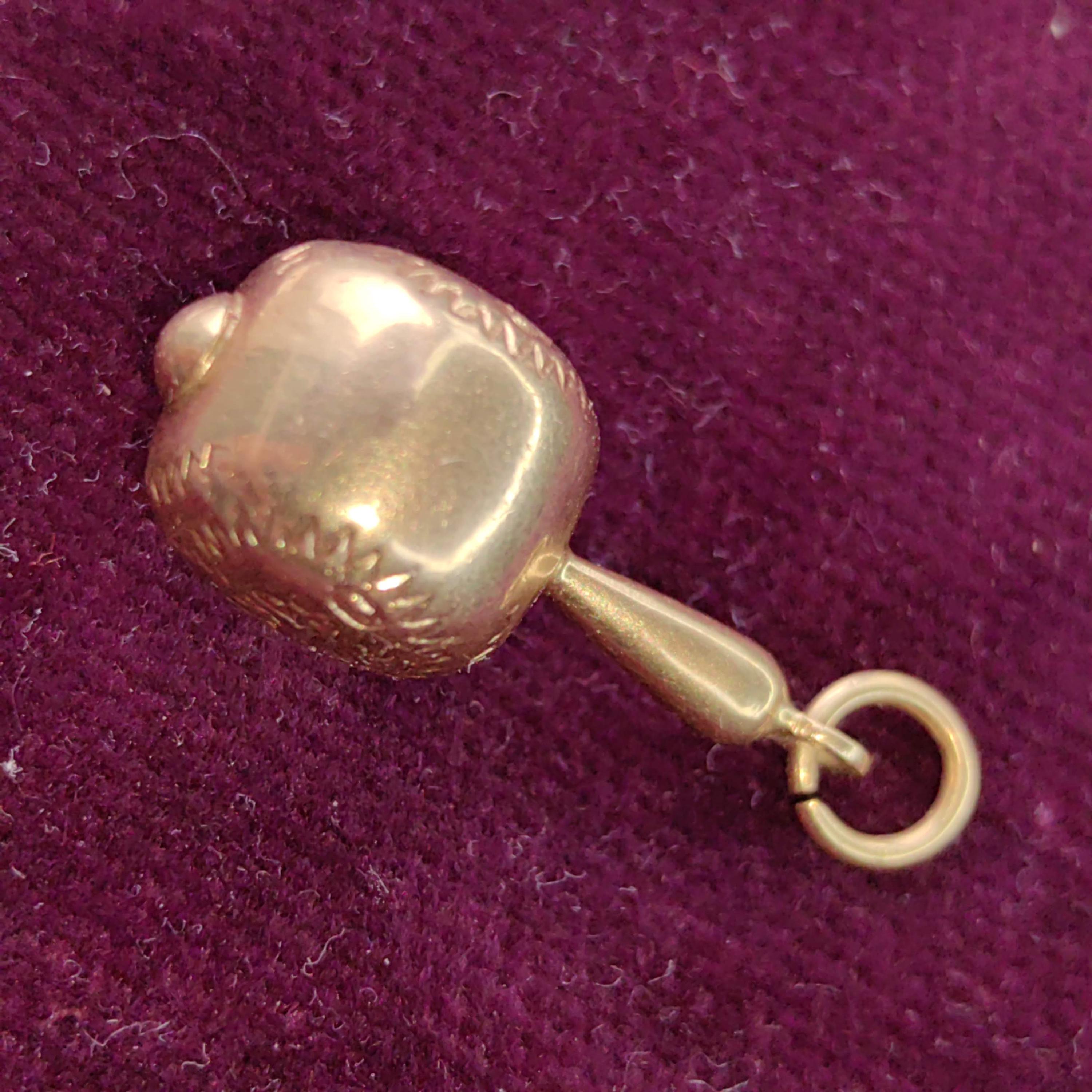 Vintage 18K Gold Maracas Charm Pendant - Calypso Engraved