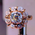 Georgian 18k Yellow Gold Diamond Floral Engagement Ring: Antique Statement Ring