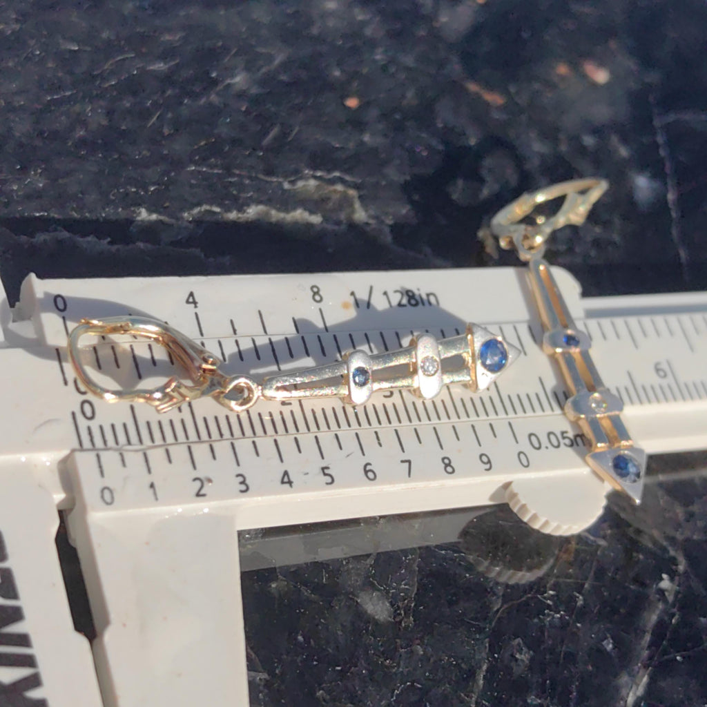 Antique Vintage Sapphire and Diamond 14k Solid Yellow Gold Mid Century Elegant Long Dangle Drop Lever Back Closure Earrings