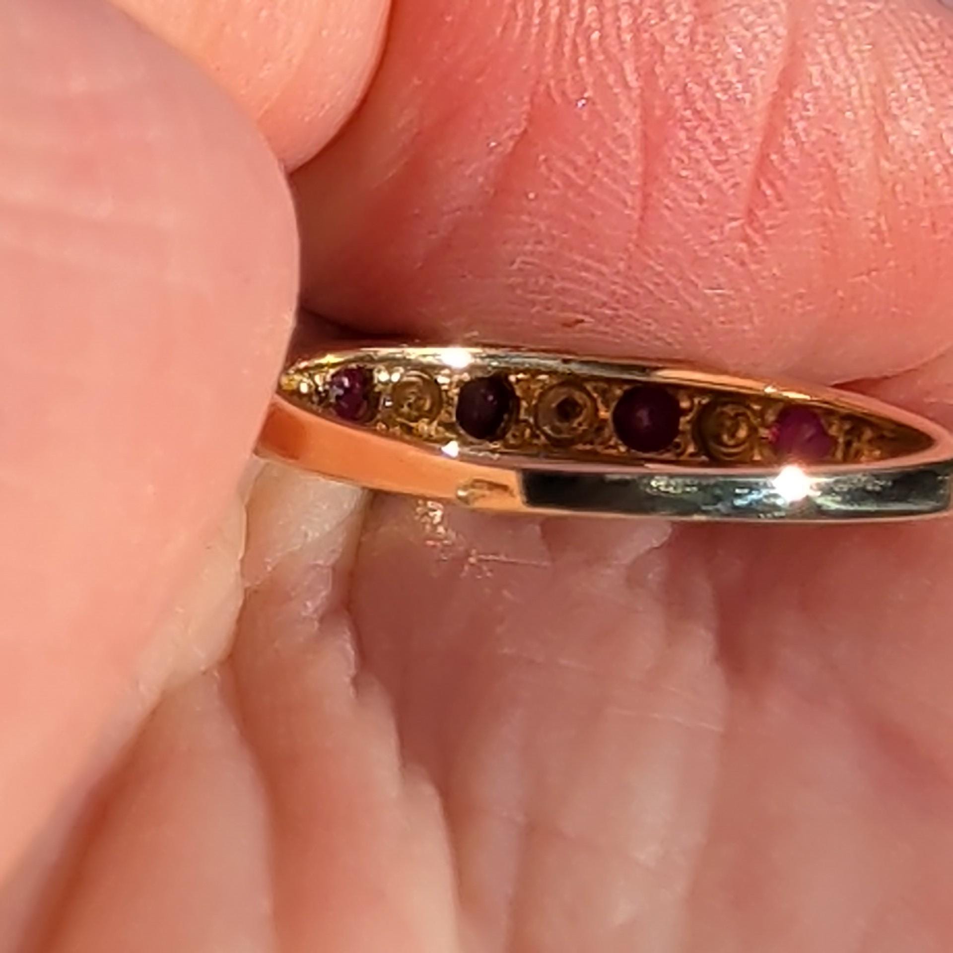 Ruby Diamond 14k Solid Yellow Gold Wedding Band Vintage Stackable Ring Elegant Dainty Gift for Her Present