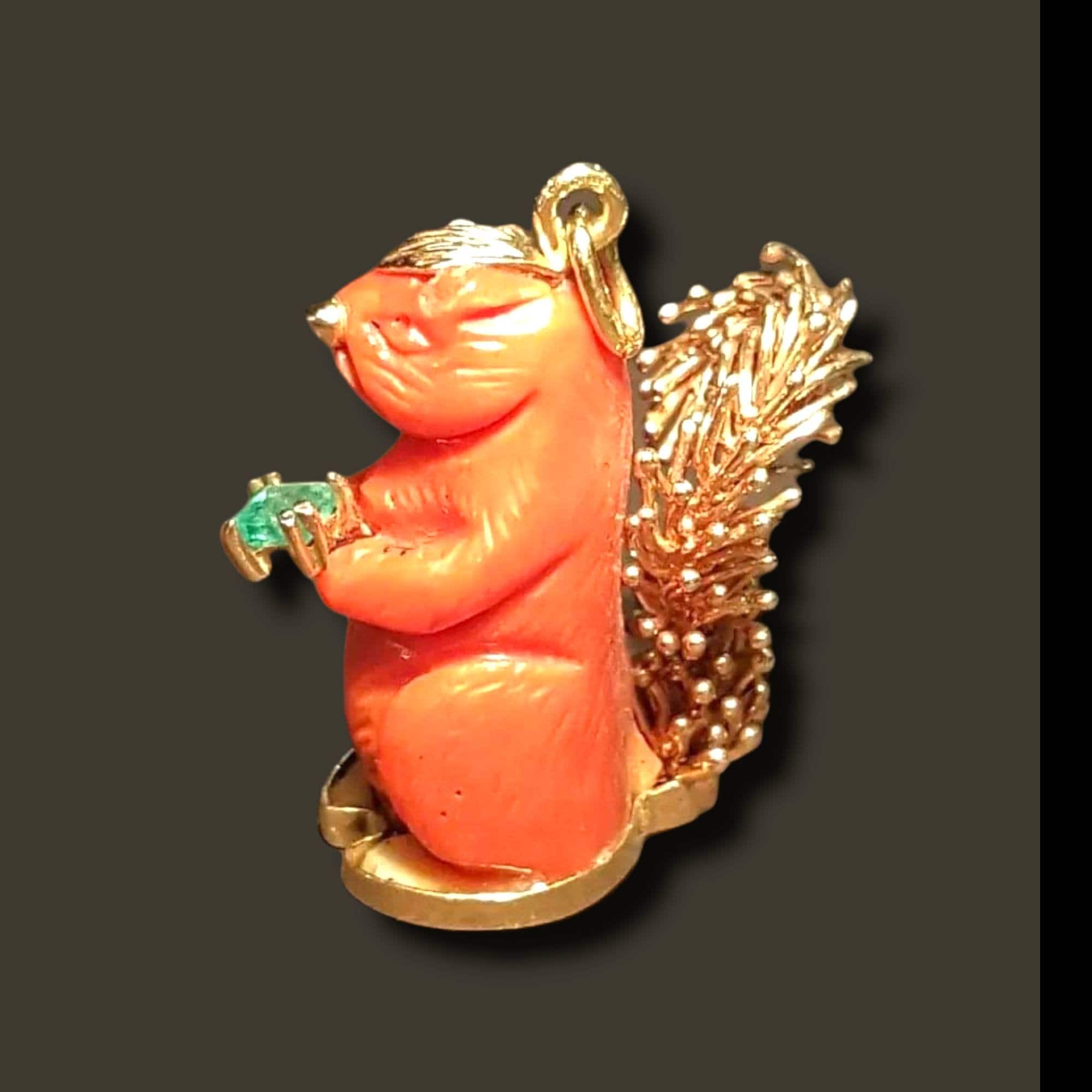 Coral squirrel pendant