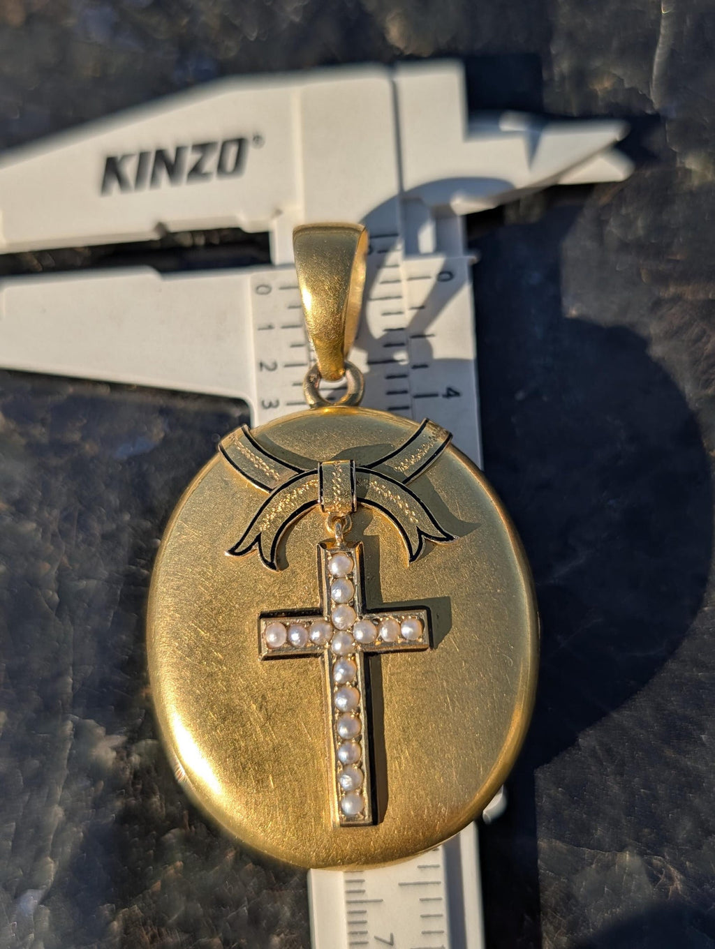 Antique cross locket measurement