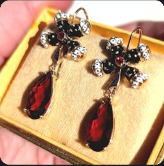 Antique Moretti Moor 14k gold enamel drop earrings